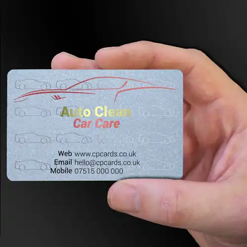 Auto Clean Car Care frosted translucent clear plastic business cards