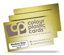 Medium grey - Approx Pantone: 424C - Note: Important wording printed with grey ink on a frosted plastic card may be hard to read