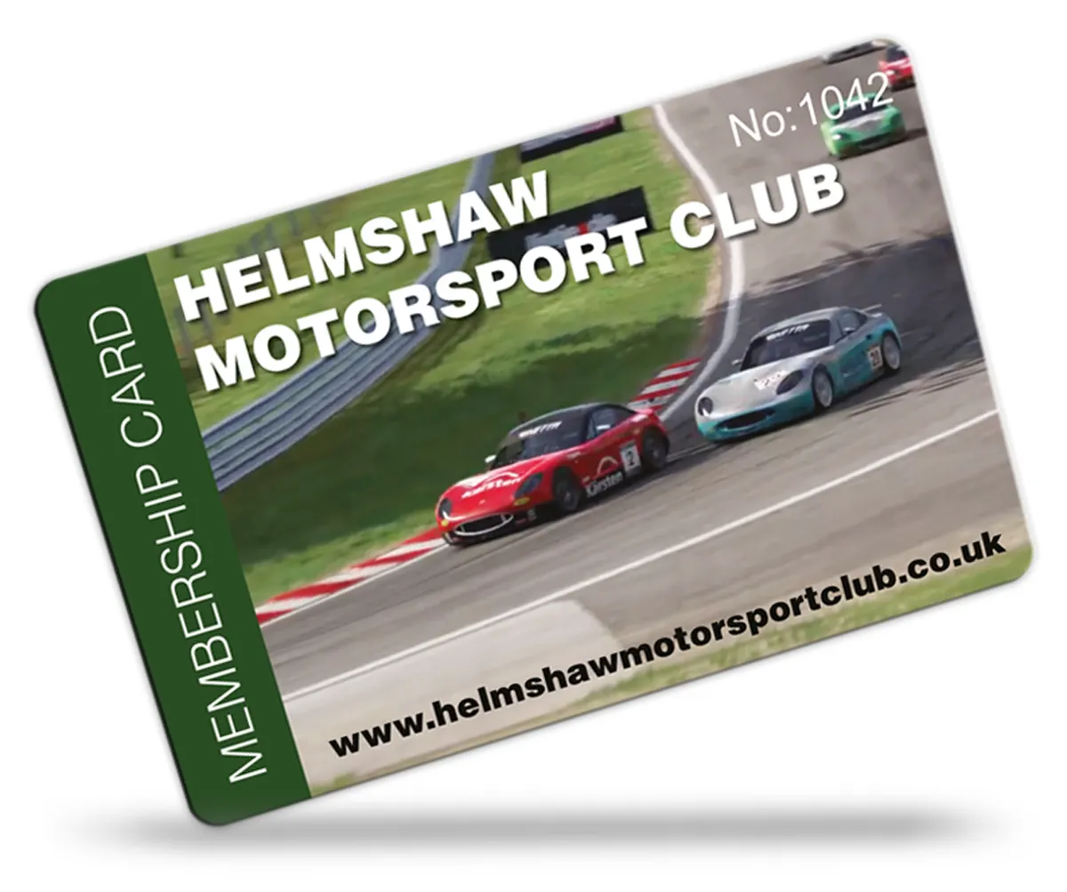 motorsport and car club membership card examples