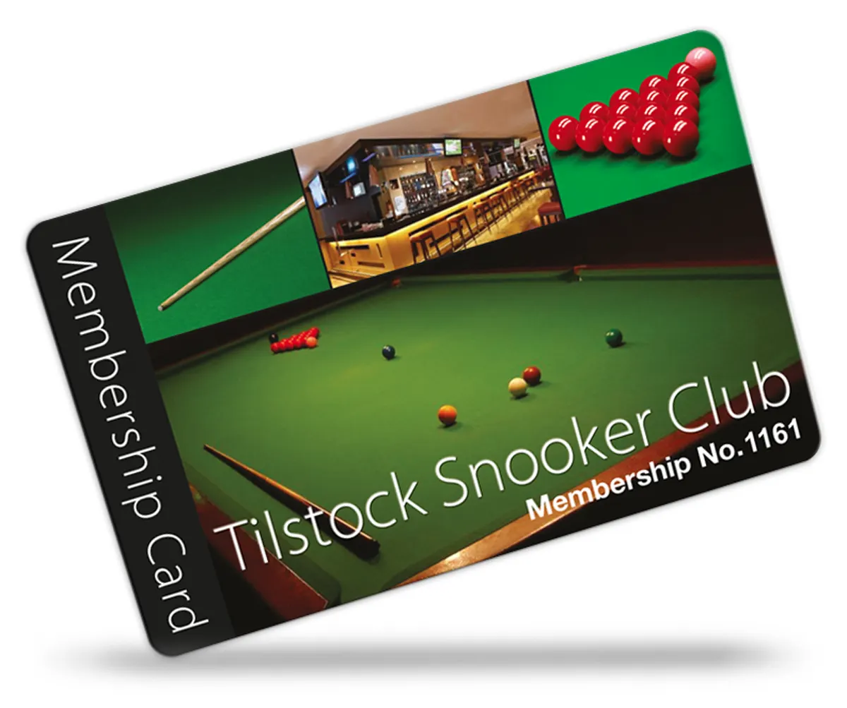 snooker club and pool club membership card examples