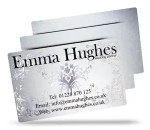 Emma Hughes metallic plastic business card