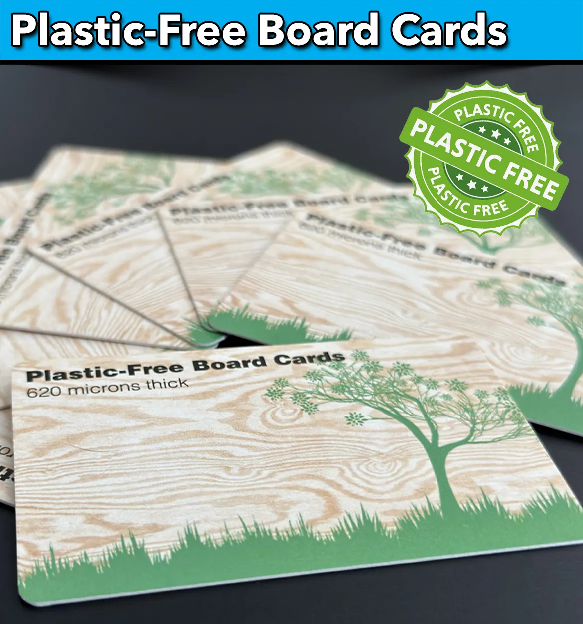 Plastic-Free Board Cards printed