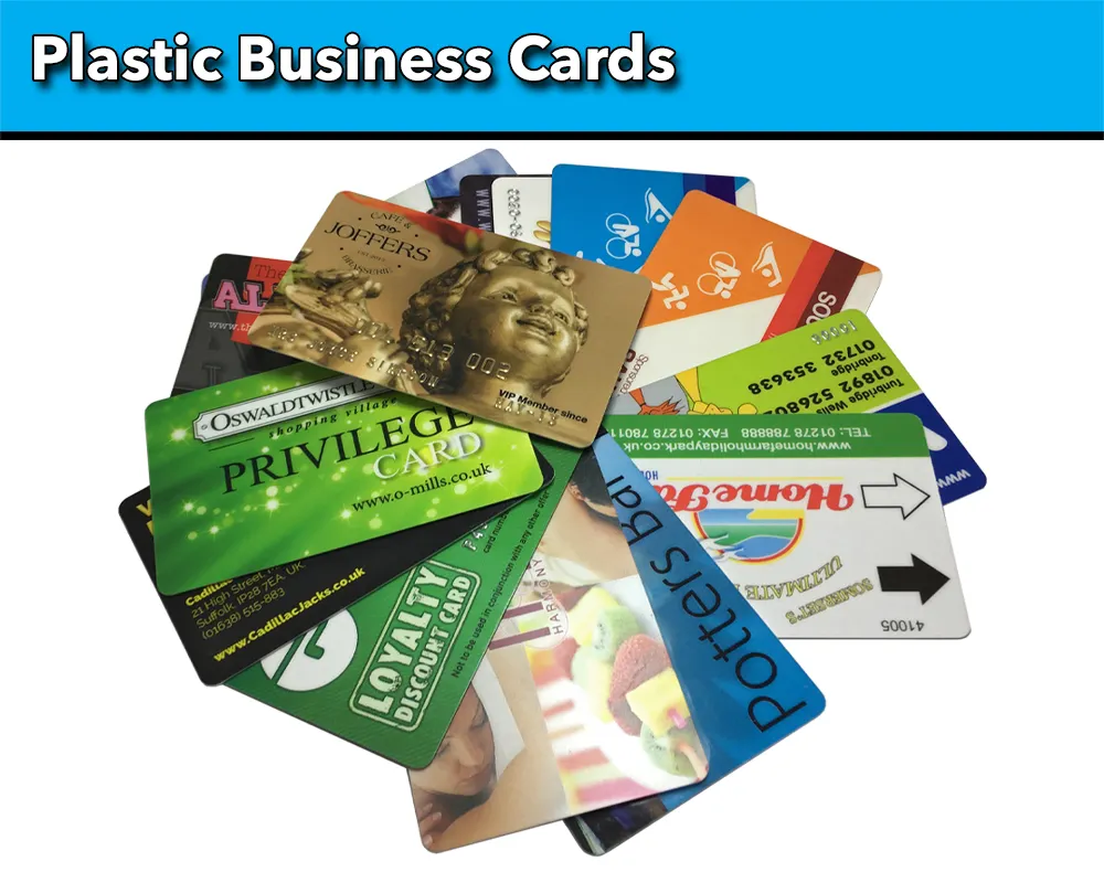 various plastic business cards