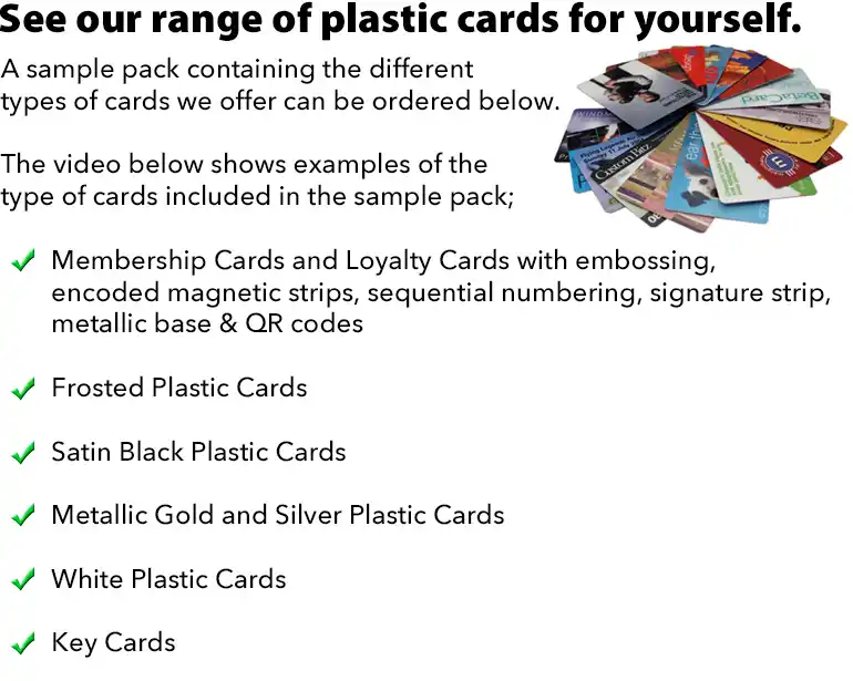 plastic card sample pack