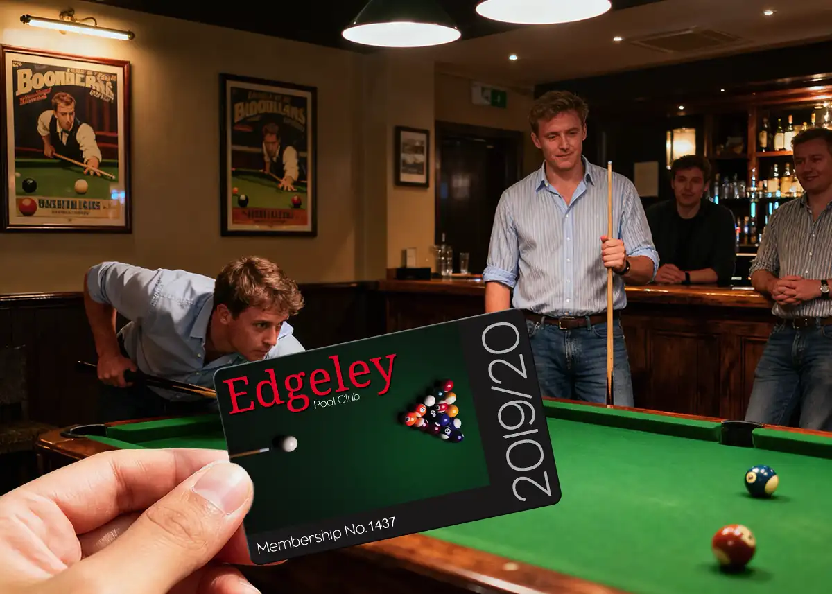 a printed plastic card for a pool club with photo