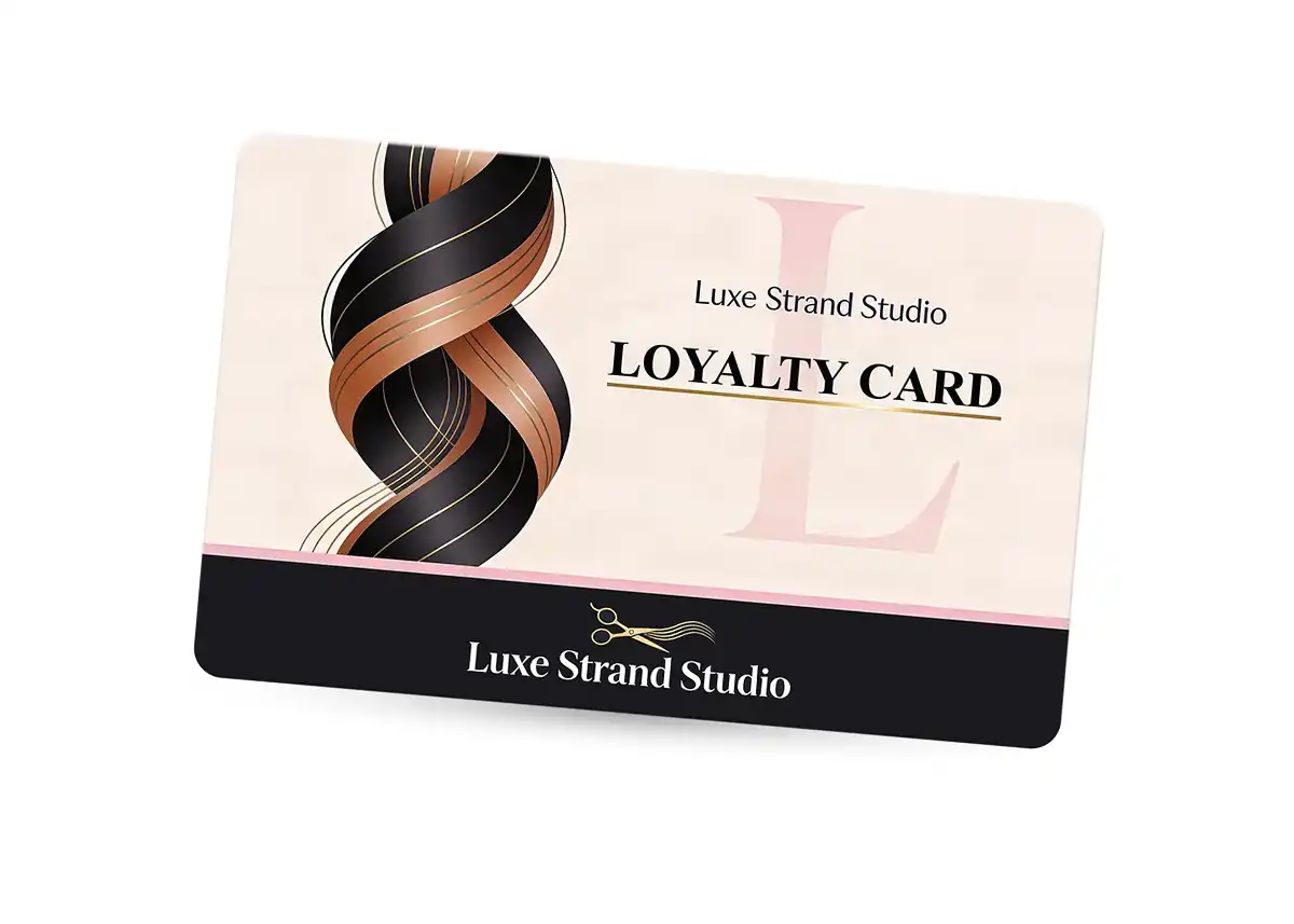 salon loyalty card printing for luxe strand studio