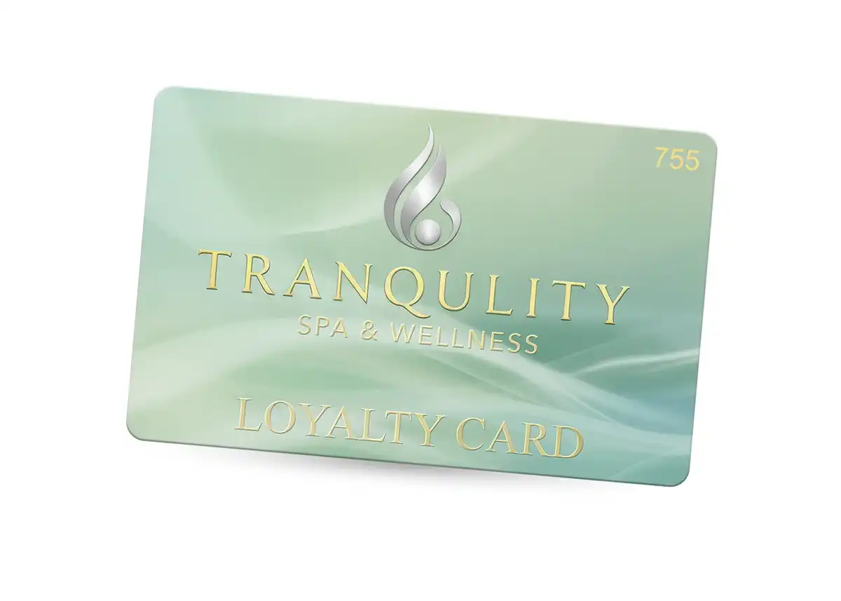 salon loyalty card printing for tranquility spa & welness
