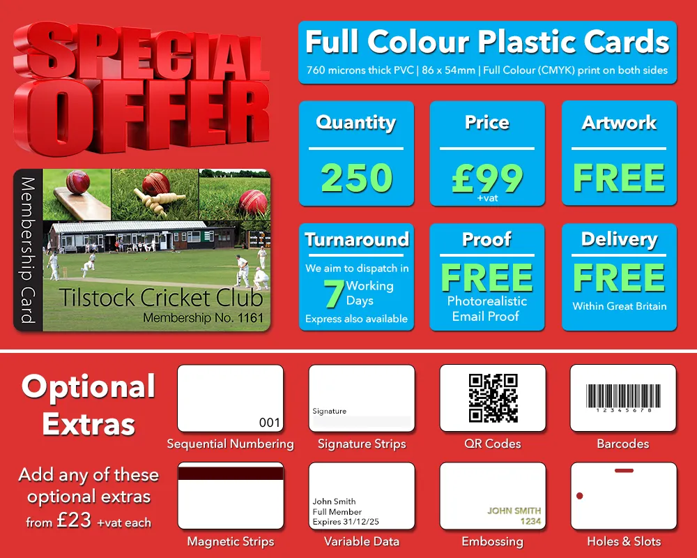 plastic cards special offer 250 cards