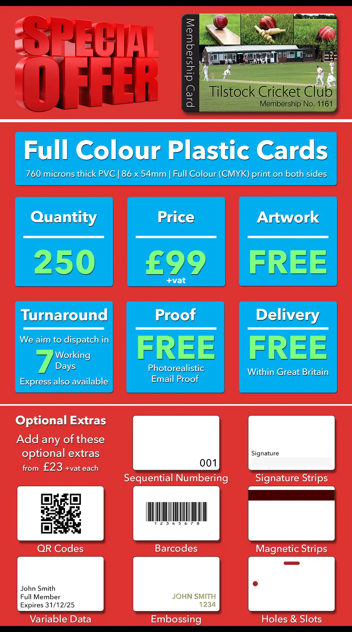 250 plastic cards special offer