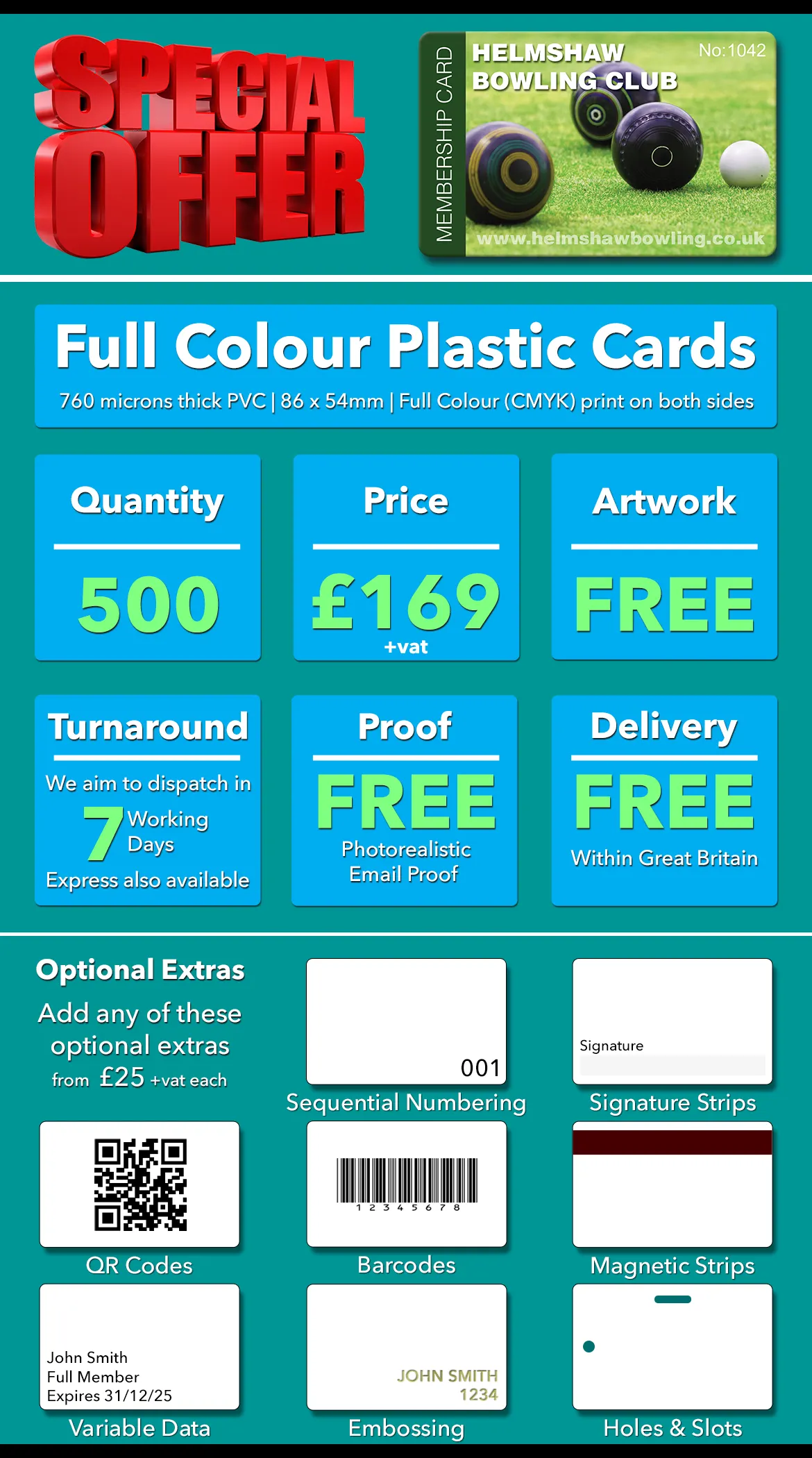 500 plastic cards special offer