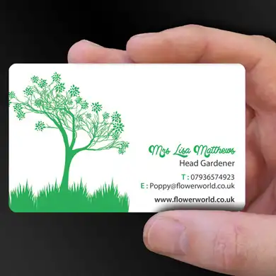 plastic card printing for Lisa Matthews, a gardener from Warwick, is design of the week